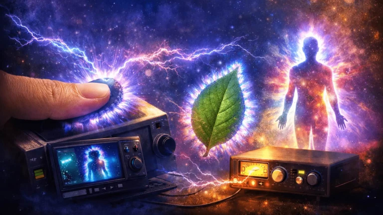 Conceptual illustration representing electrical discharge imaging used in Kirlian photography and related visualization methods